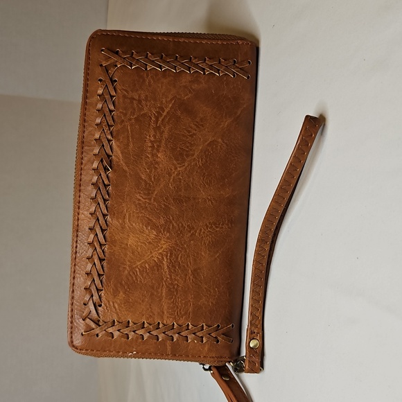 Altar'd State Handbags - Vegan Leather Braided Brown Wristlet/Wallet Altar'd State